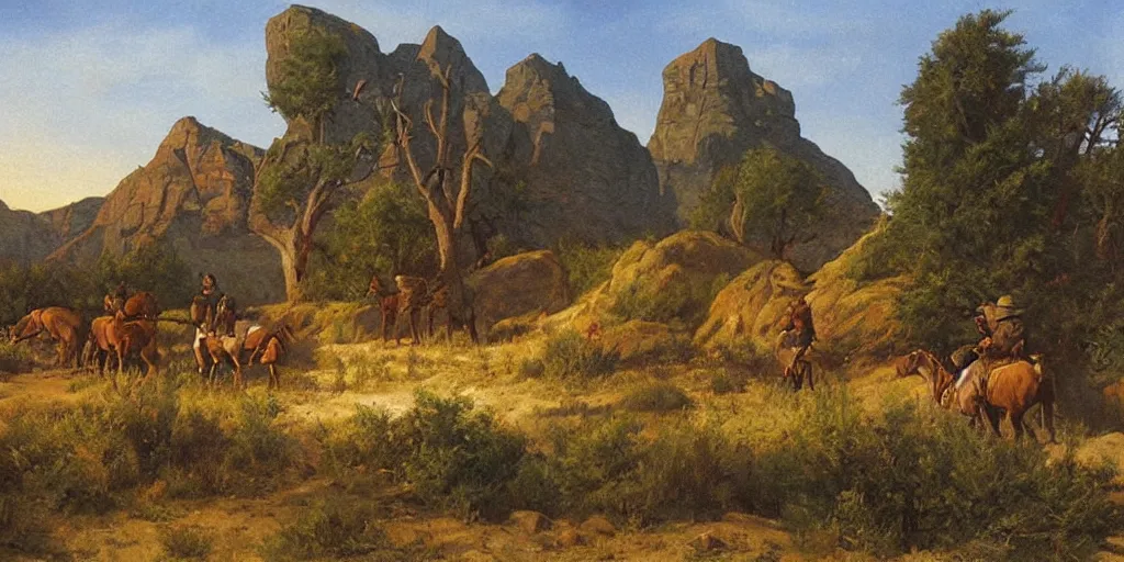 Image similar to beautiful western artwork by eugene von guerard