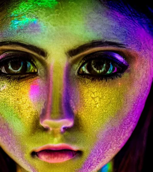 Prompt: close up portrait of a female iridescent ghost, Nikon camera, 4k, National Geographic