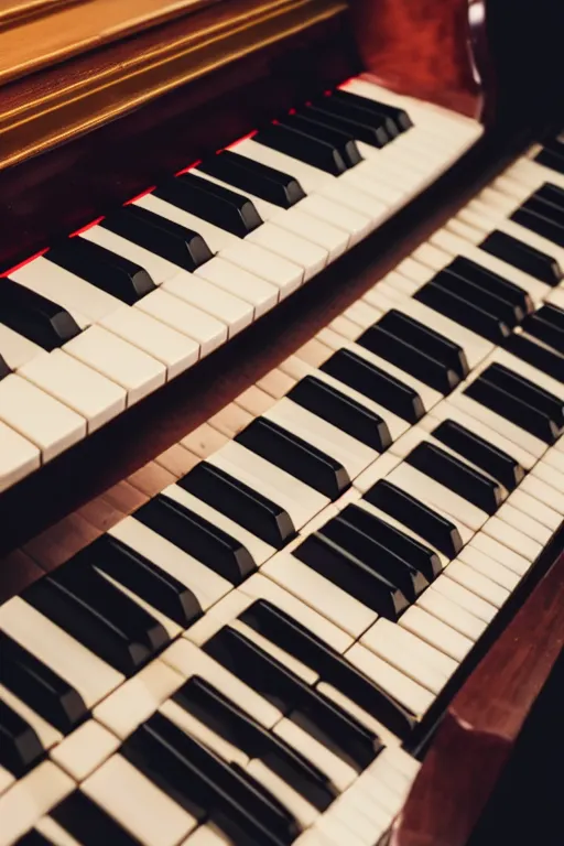 Image similar to Close-up of a piano, black gloss, keys, dark room, light from the window falls on the piano keys, dust is in the air, realistic, photo 35mm, Kodak 35mm, photorealistic, 8K, 8K resolution, 4K, high quality, Super-high quality, hyperrealistic