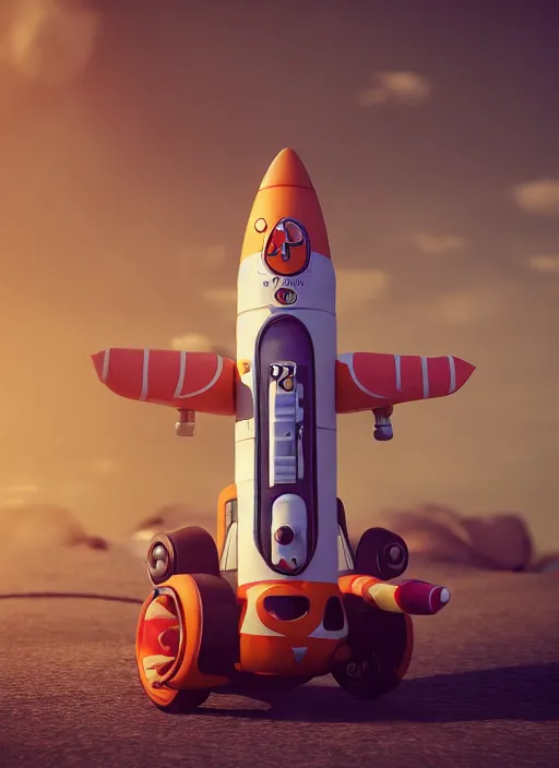 Prompt: full shot,a painting of cute toy rocket ship,Ford, Henry Justice,trending on artstation,3d octane render,High detail