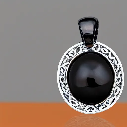 Image similar to an intricate ebony pendant floating in black space