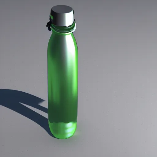 Prompt: 3 d render of an ergonomic glass water bottle, photogrammetry shots