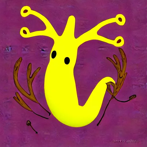 Image similar to banana slug with antlers, digital art