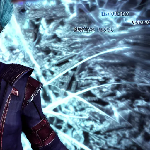 Image similar to Vergil, son of Sparda, beautiful, game screenshot, detailed face, aesthetic, realistic, soft lights