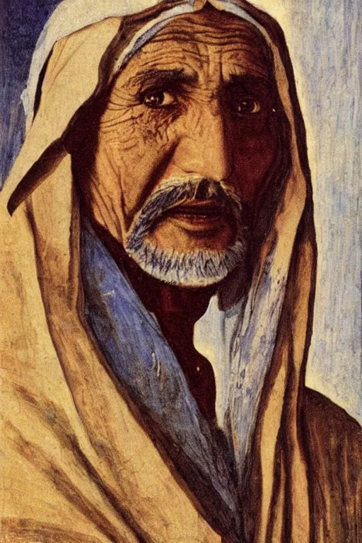 Prompt: a closer hero portrait of a a very old egyptian priest with very piercing eyes, very charismatic. in old egypt. masterpiece, dramatic light and shadow, saturated colors, ciaroscuro. painted by carl larsson