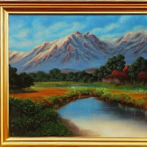 Image similar to the Texas revolution, beautiful painting by Bob Ross