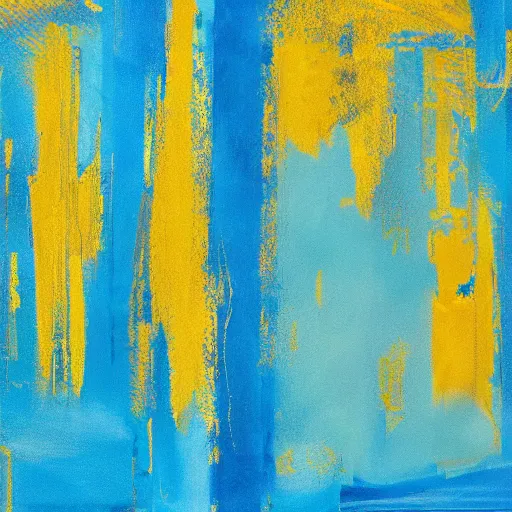 Image similar to An abstract visual of depression, sky blue and golden yellow theme