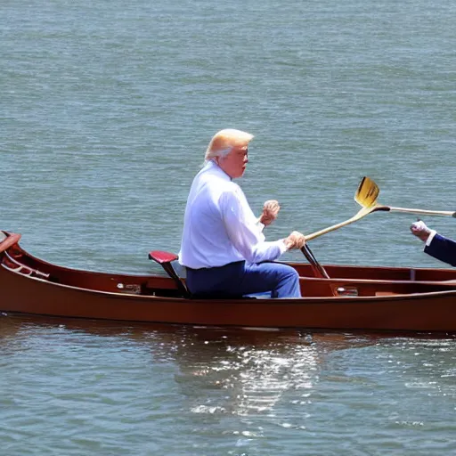 Image similar to joe biden and donald trump in a rowboat