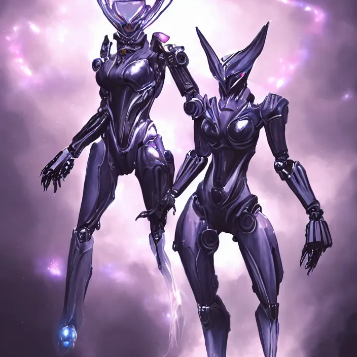 Image similar to cinematic shot, bust, cosmic sized perfectly proportioned stunning beautiful hot female warframe, anthropomorphic robot mecha female dragon, silver, fuschia leds, floating in empty space, nebula sized, holding a galaxy, epic proportions, epic size, epic scale, furry art, dragon art, giantess art, warframe fanart, furaffinity, deviantart