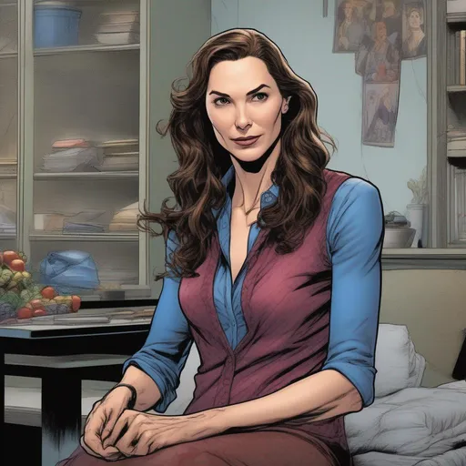 Prompt: Aunt May portrayed by Gal Gadot 
 illustrated in color  by Grant Morrison 