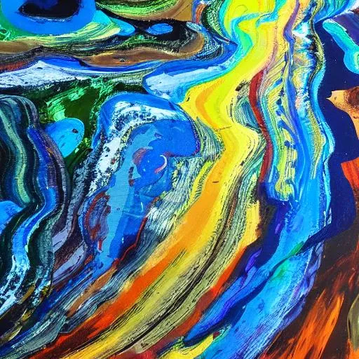 Prompt: Abstract painting of a flowing river sound 