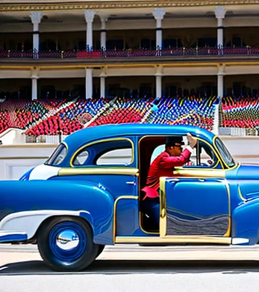 Prompt: Nicolas Maduro twirls his mustache, 2018, historical photograph, colorized.