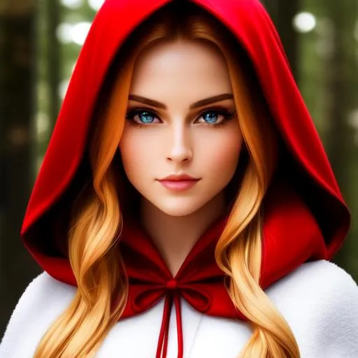 Prompt: {{{{highest quality concept art masterpiece}}}},  
perfect face and perfect body with perfect anatomy and perfect composition approaching perfection, 
{{seductive love gaze up at camera}}, 

perfect hyperrealistic intricately hyperdetailed full body of seductive attractive beautiful gorgeous cute stunning feminine 22 year old red riding hood woman with 
{{blond hair under red hooded cape}} 
and 
{{brown eyes}} 
and seductive attractive beautiful gorgeous cute stunning feminine face wearing 
{{body tight fitting red coat}}
 with deep exposed cleavage and visible abs and soft skin and red blush cheeks and cute sadistic smile, 

dark evil woods background, 

hyperrealism with hyperrealistic intricate details, 
cinematic volumetric dramatic 
dramatic studio 3d glamour lighting, 
backlit backlight, 
128k UHD HDR HD, 
front view professional photography long shot, 
unreal engine octane render trending on artstation, 

triadic colors,
sharp focus, 
occlusion, 
centered, 
symmetry, 
ultimate, 
shadows, 
highlights, 
contrast, 
{{sexy}}, 
{{huge breast}}