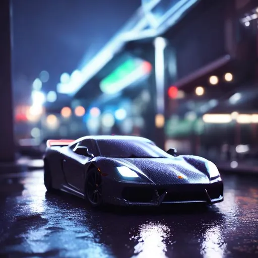 Prompt: photorealistic CAR  rainy night motion blur 