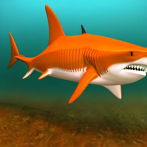 Prompt: orange shark 1990s 3d render