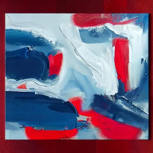 Prompt: modern navy red abstract painting