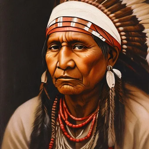 Prompt: native red Indian portrait 