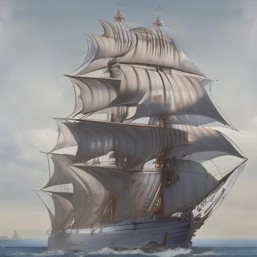 Prompt: Ship of the line full sails in open sea, three decks, hms, trending on artstation, realistic digital painting, masterpiece