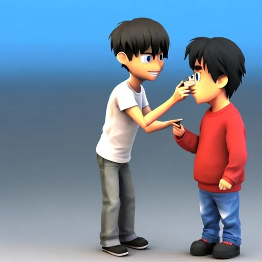 Prompt: ryan asking money from his dad 
3d anime