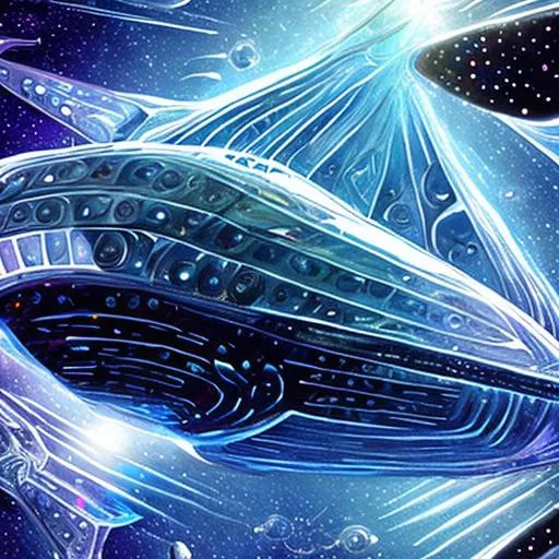 Prompt: Bio-Space ship of metallic flesh, crystal form, space whale, symmetrical , in the style of startrek, realistic, zoom out,  theatrical splash panel, space battle, fleet battle