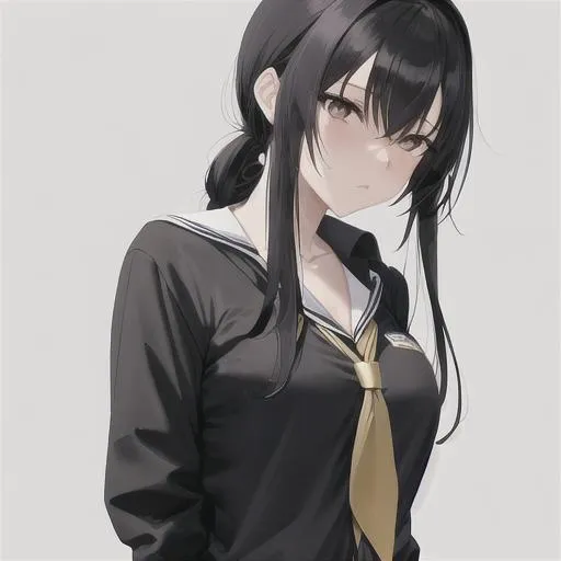 anime girl, tied up hair, anime style, hyperdetailed