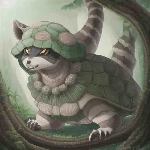 Prompt: racoon turtle hybrid with shell
