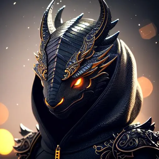 Prompt: Black dragon wearing a hoodie, perfect composition, hyperrealistic, super detailed, 8k, high quality, trending art, trending on artstation, sharp focus, studio photo, intricate details, highly detailed, fairy lights, brokeh, gothic