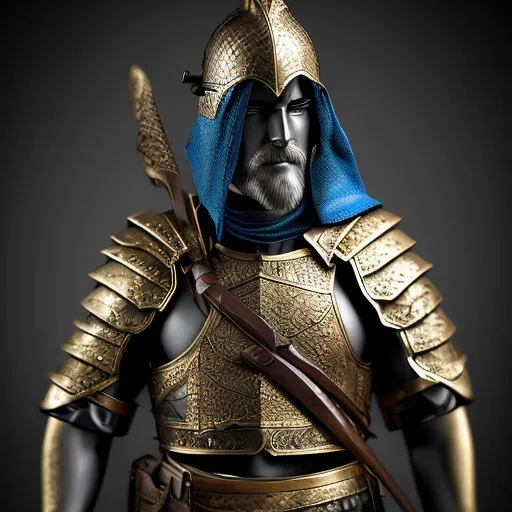 Prompt: Swift and skilled horsemen, expertly trained in archery and hit-and-run tactics. They are instrumental in both reconnaissance and devastating charges. They are Assyrian men who are lightly armored in gold plating and have a curved compact bow in their hand with a quiver full of arrows in the side of their horse. 