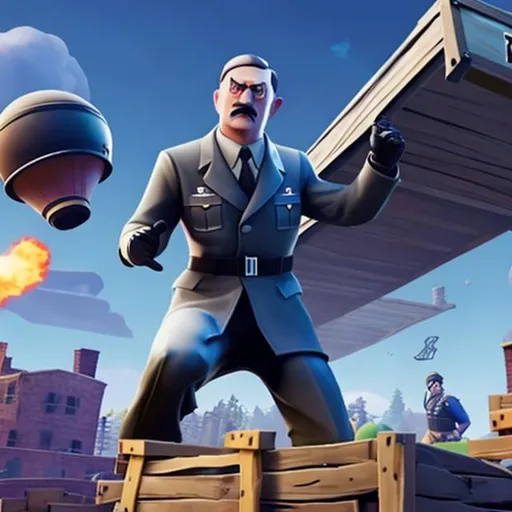Prompt: hitler playing fortnite
 