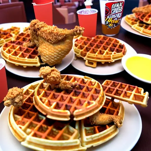 chicken and waffles themed roller coaster OpenArt