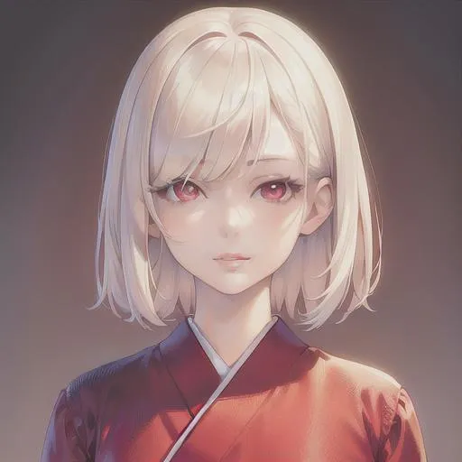 Prompt: (masterpiece, illustration, best quality:1.2), short trimmed white hair, angelic red eyes, Japanese style nightgown, best quality face, best quality, best quality skin, best quality eyes, best quality lips, ultra-detailed eyes, ultra-detailed hair, ultra-detailed, illustration, colorful, soft glow, 1 girl
