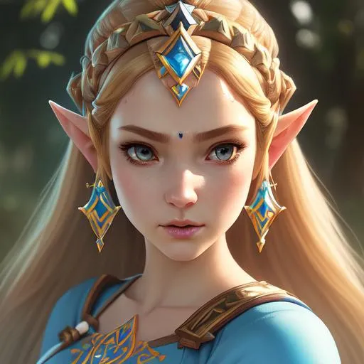 Prompt: Princess zelda from the legend of Zelda breath of the wild, ultra realistic, athletic body, Highly detailed photo realistic digital artwork. High definition. Face by Tom Bagshaw and art by Sakimichan, Android Jones" and tom bagshaw, BiggalsOctane render, volumetric lighting, shadow effect, insanely detailed and intricate, photorealistic, highly detailed, artstation by WLOP, by artgerm