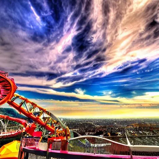 Prompt: long shot scenic professional photograph of {scenery}, perfect viewpoint, highly detailed, wide-angle lens, hyper realistic, with dramatic sky, polarizing filter, natural lighting, vivid colors, everything in sharp focus, HDR, UHD, 128K , width, outer-space, futuristic city, amusement park,  dramatic, 