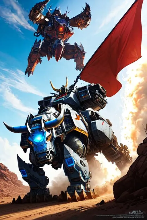 Prompt: 2 mechs fighting, Poster art, high-quality high-detail highly-detailed breathtaking hero ((by Aleksi Briclot and Stanley Artgerm Lau)) - ((Bull )), bull head, UHD, 64k, full form, bull helmet, fighting a dragon mech, dragon mech black and blue, detailed carbon fibre red and black and ultra white mech suit, 8k mech helmet, detailed glowing chest emblem, detailed mech futuristic full body, highly detailed bull face, smoke from nostrils,  with mech armor, add some green,walking through destroyed city ,carbon fibre helmet, red mech armor, fire eyes , detailed skin, detailed mech armour, full body, futuristic mech armor, wearing mech armour suit, 8k,  full form, detailed forest wilderness setting, full form, epic, 8k HD, ice, fire, luminescence , sharp focus, ultra realistic clarity. Hyper realistic, Detailed face, portrait, realistic, close to perfection, more black in the armour, full body, high quality cell shaded illustration, ((full body)), dynamic pose, perfect anatomy, centered, freedom, soul, blonde long hair, approach to perfection, cell shading, 8k , cinematic dramatic atmosphere, watercolor painting, global illumination, detailed and intricate environment, artstation, concept art, fluid and sharp focus, volumetric lighting, cinematic lighting, 
