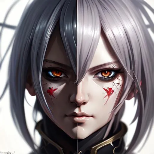 Prompt: Closeup face portrait, anime knight, detailed face, Bersek inspired referaconcept art, digital painting, looking into camera