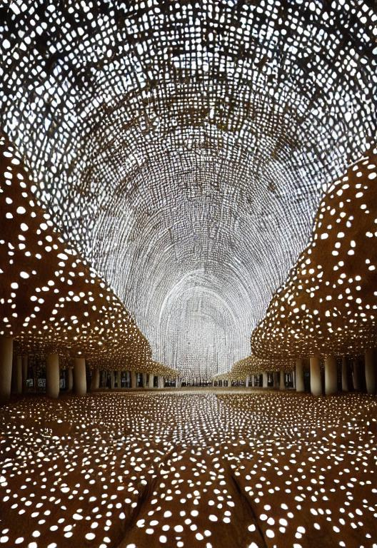 Interior Of A Mushroom Cathedral Filled With Light