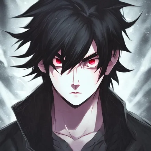Prompt: dark mid journey anime man with sharingan eyes wearing a coton cab in a dark area