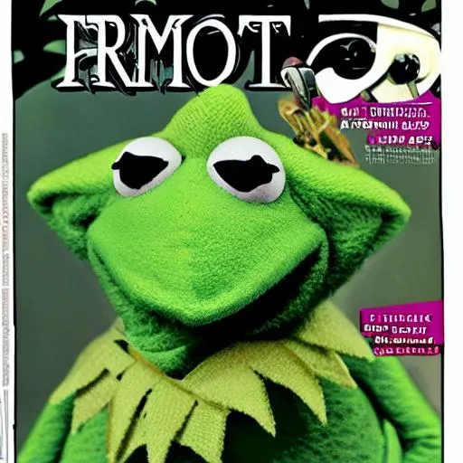 Prompt: Kermit the frog magazine