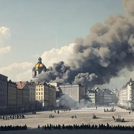 Prompt: make an illustration of what was the bombing of dresden in ww2