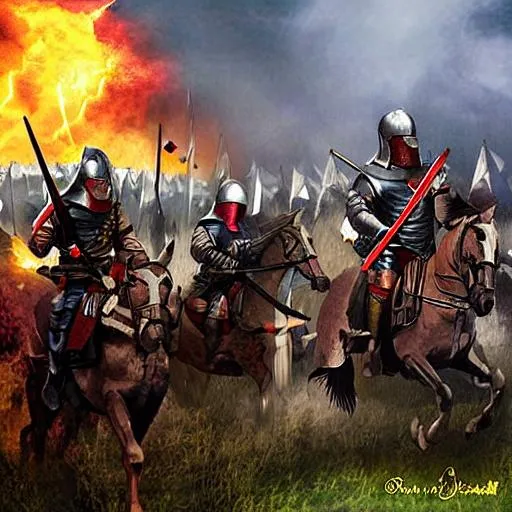 Prompt: Medieval war digital art