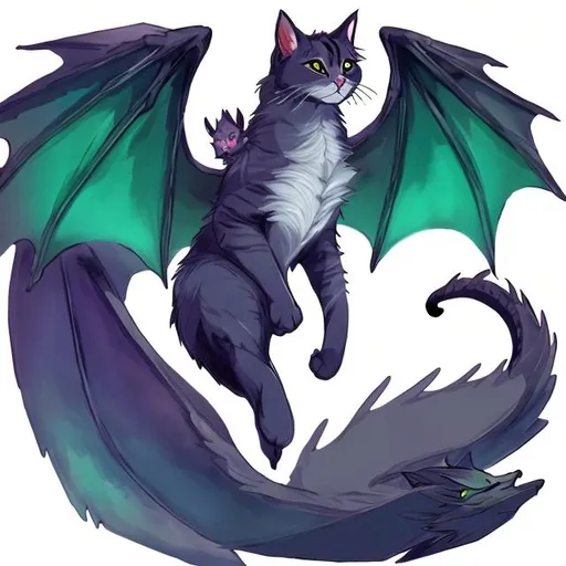 Prompt: Cat mixed with wings anime cat mixed with dragon