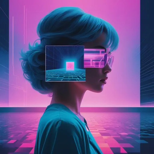 Prompt: vaporwave, glitch in the matrix, liminal, dream, neon, impossible, entropy, consciousness