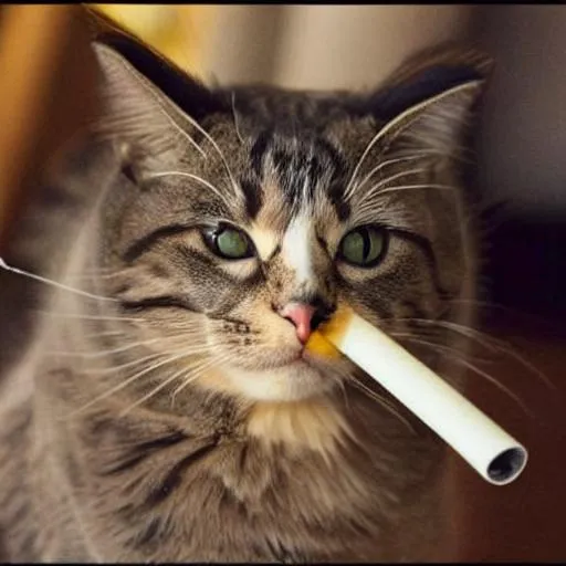 Prompt: cat smoking a fat blunt
