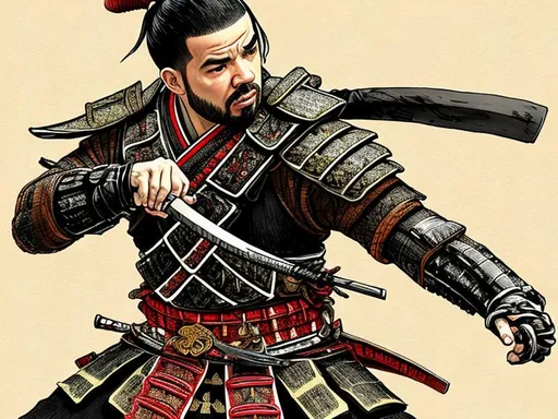 Prompt: drake as a samurai