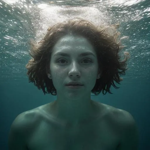 Prompt: An underwater portrait of a beautiful woman under the water.