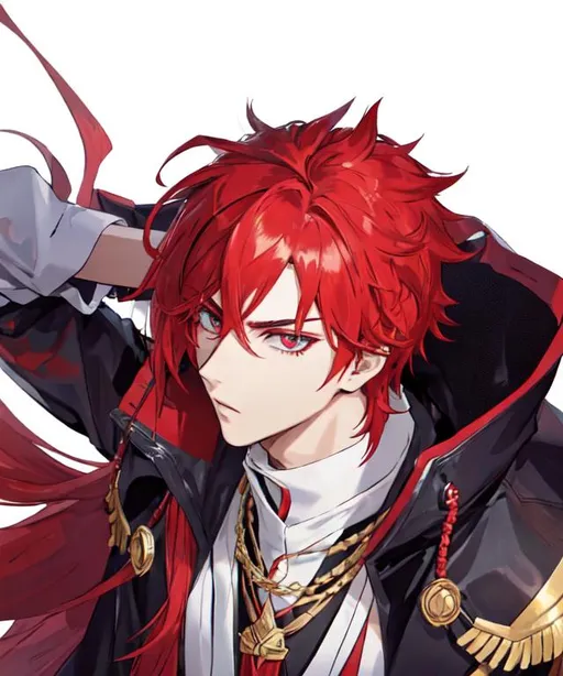 Prompt: Zerif 1male (Red side-swept hair covering his right eye)