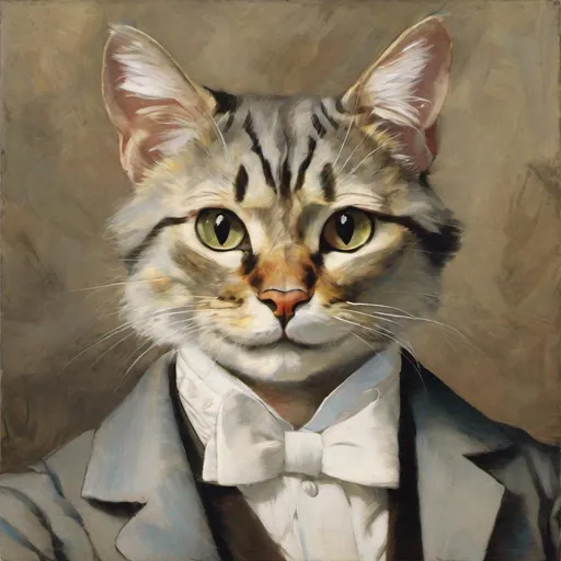 Prompt: HD, 8k, painting of Maurice Ravel as a cat