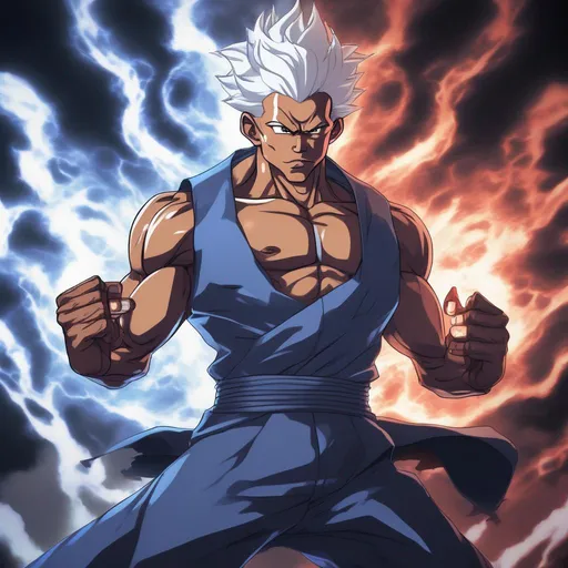 Prompt: Ultra Instinct Mastered Obama fighting Satan anime artstyle