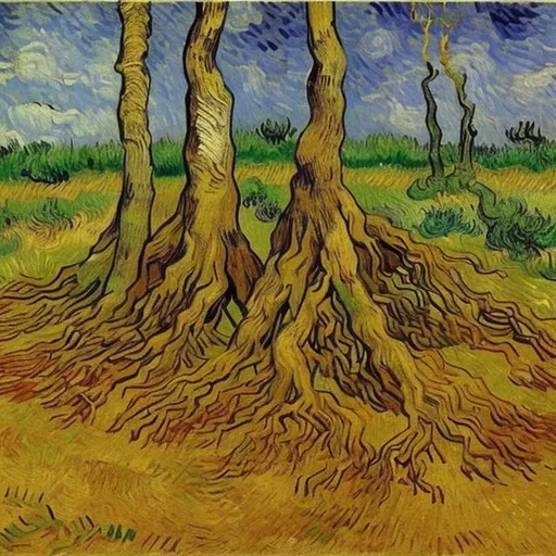 Prompt: painting of tree roots by vincent van gogh 