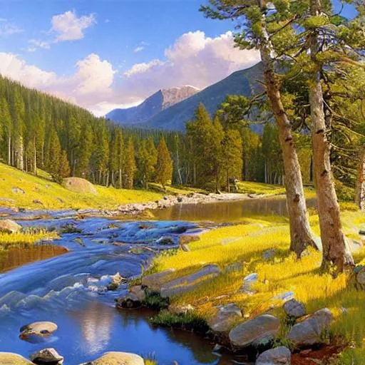 Prompt:  Rocky mountain national Park, landscape,  artwork by Peder Mork Monsted